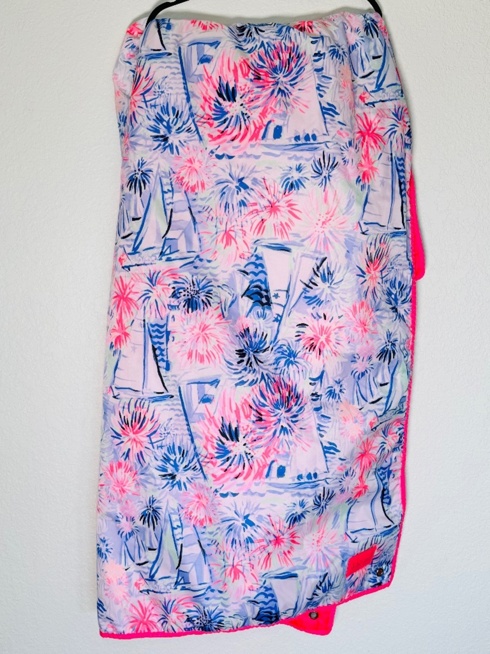 Lilly Pulitzer Sea to Shining Sea Packable Beach Mat Blanket Fireworks Sailboats